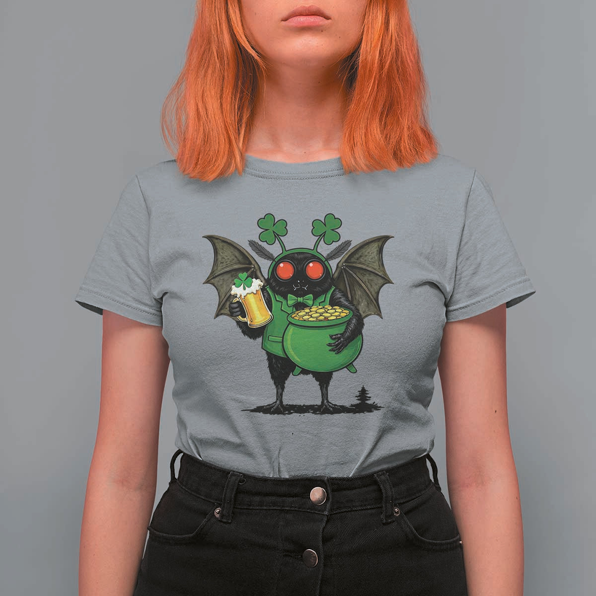 Funny Mothman T Shirt For Women St Patricks Day Cryptid Gift
