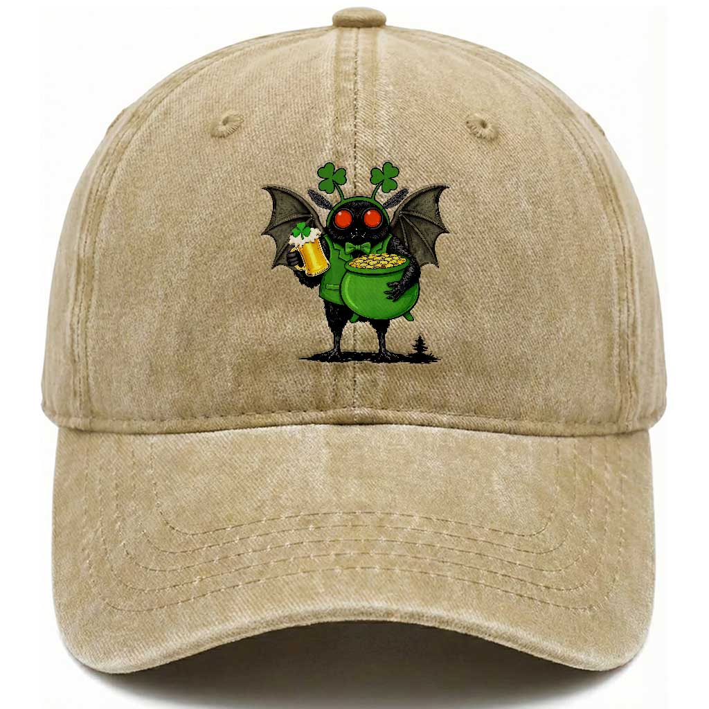 Funny Mothman Washed Cotton Baseball Cap St Patricks Day Cryptid Gift