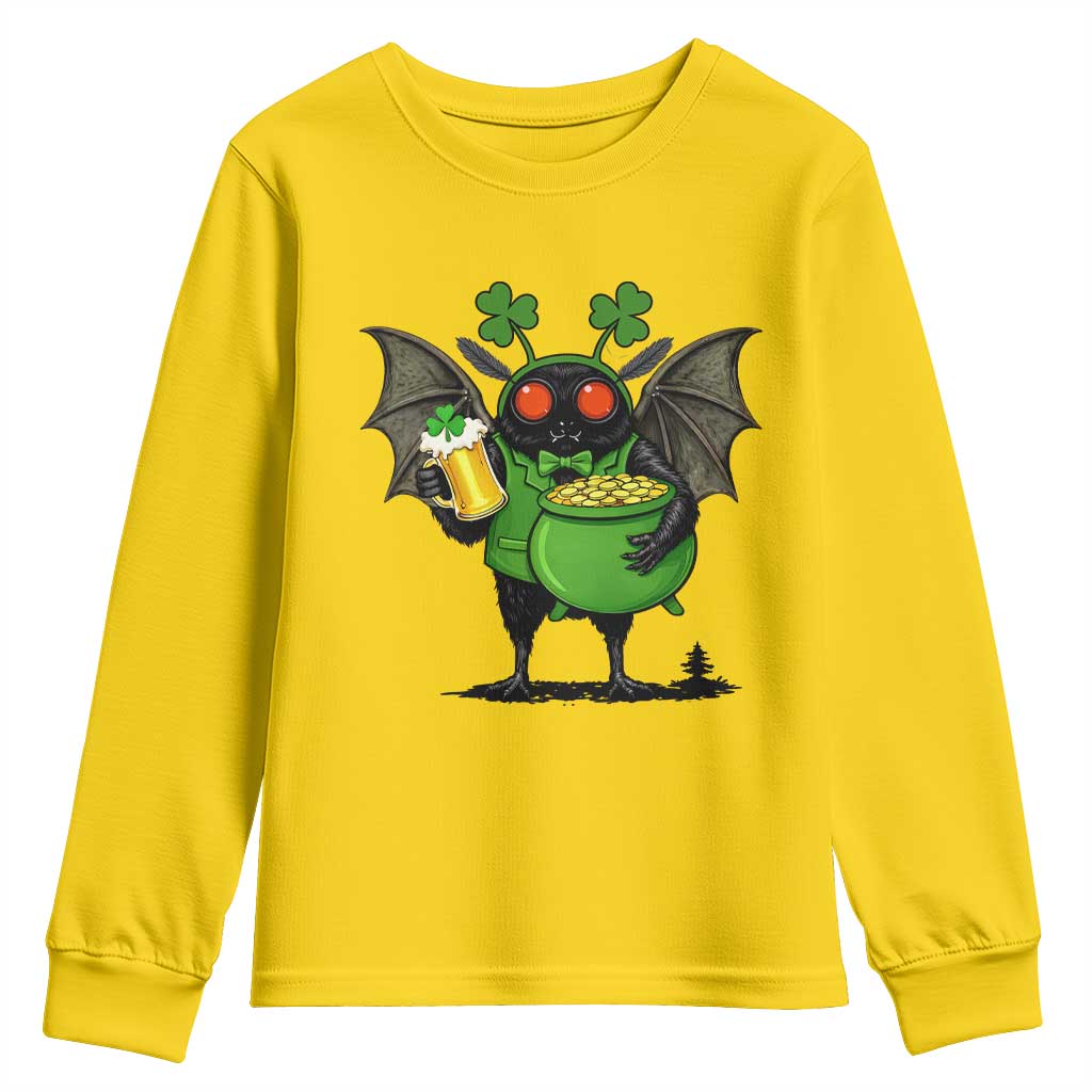 Funny Mothman Youth Sweatshirt St Patricks Day Cryptid Gift