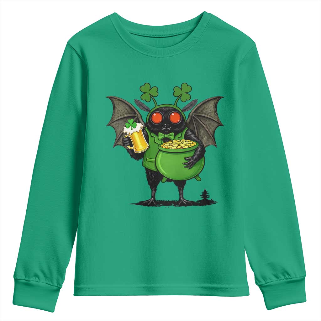 Funny Mothman Youth Sweatshirt St Patricks Day Cryptid Gift