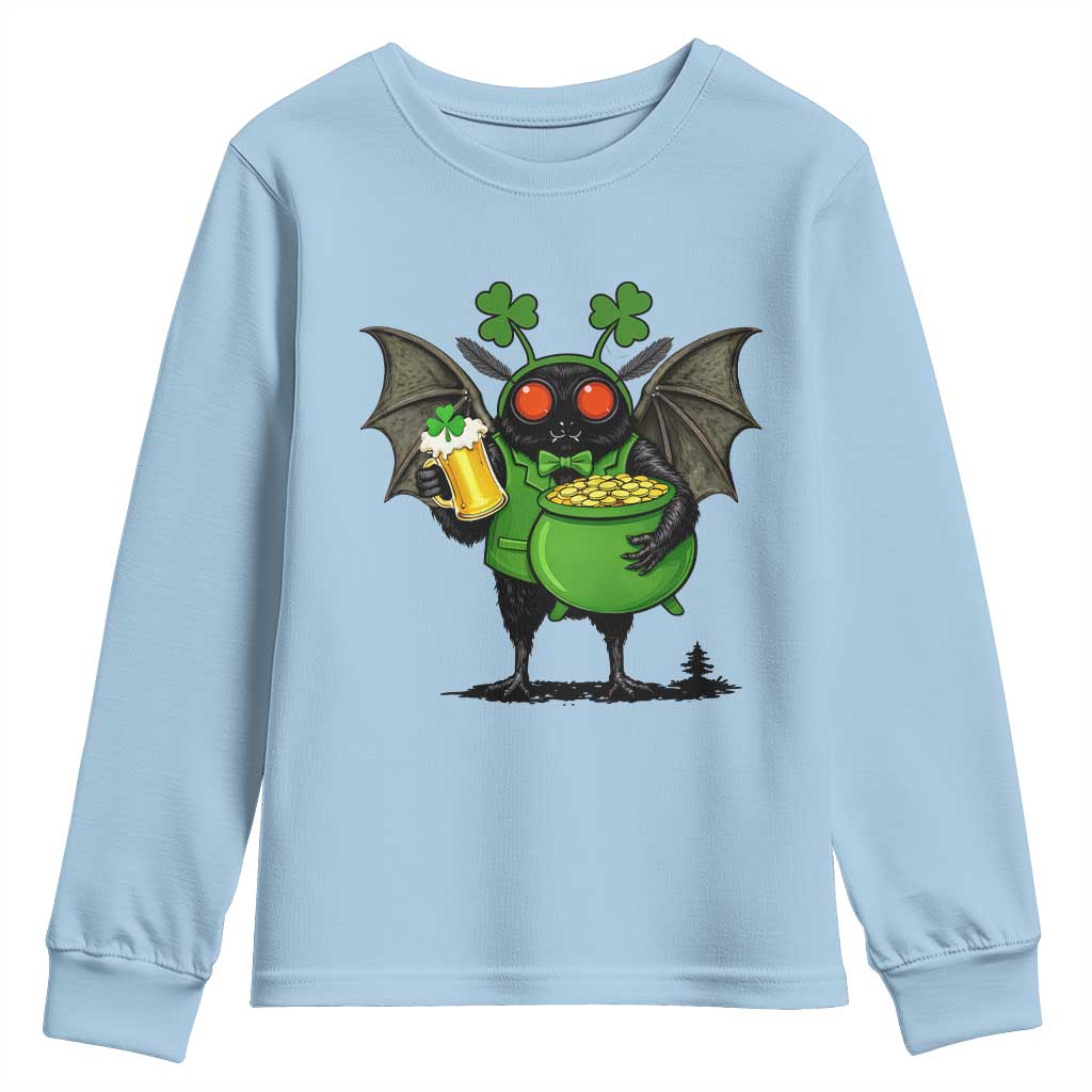 Funny Mothman Youth Sweatshirt St Patricks Day Cryptid Gift