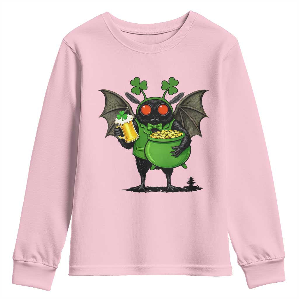 Funny Mothman Youth Sweatshirt St Patricks Day Cryptid Gift