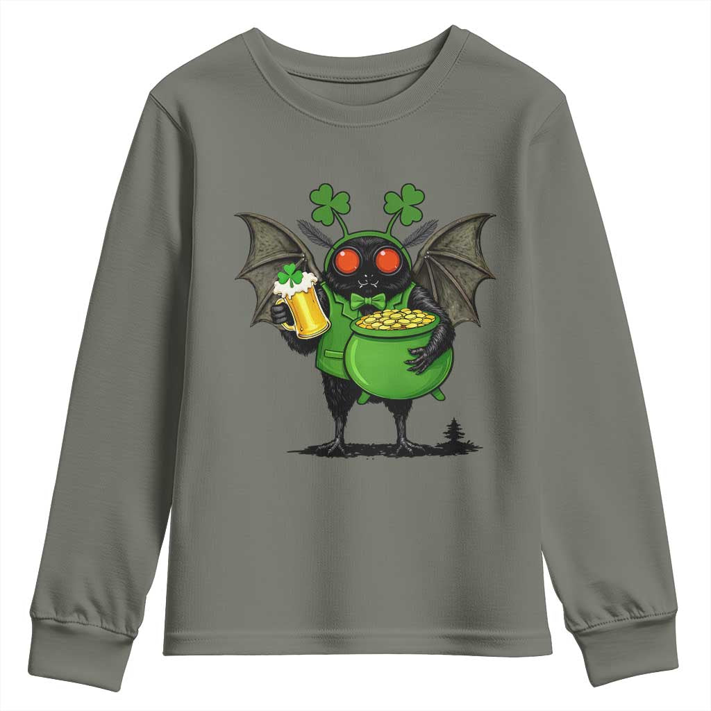 Funny Mothman Youth Sweatshirt St Patricks Day Cryptid Gift