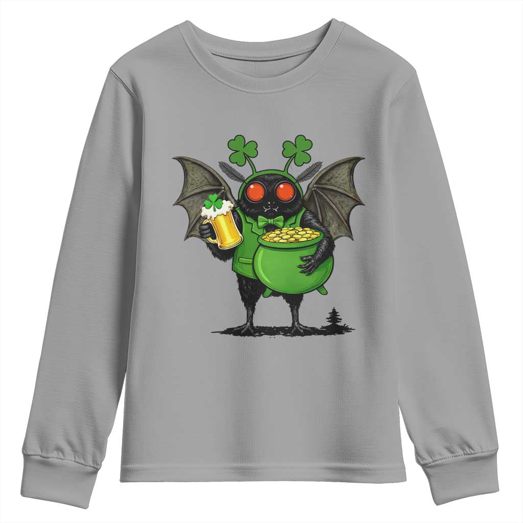 Funny Mothman Youth Sweatshirt St Patricks Day Cryptid Gift