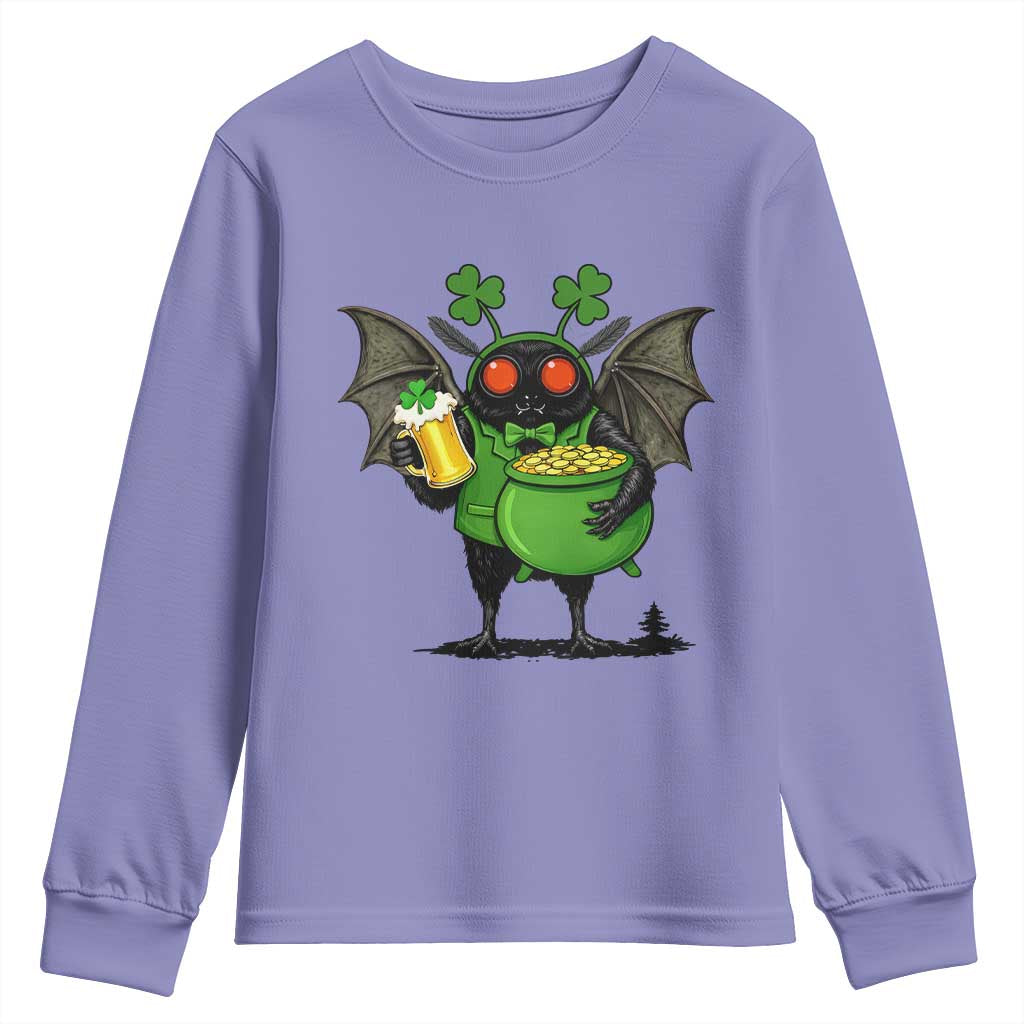 Funny Mothman Youth Sweatshirt St Patricks Day Cryptid Gift