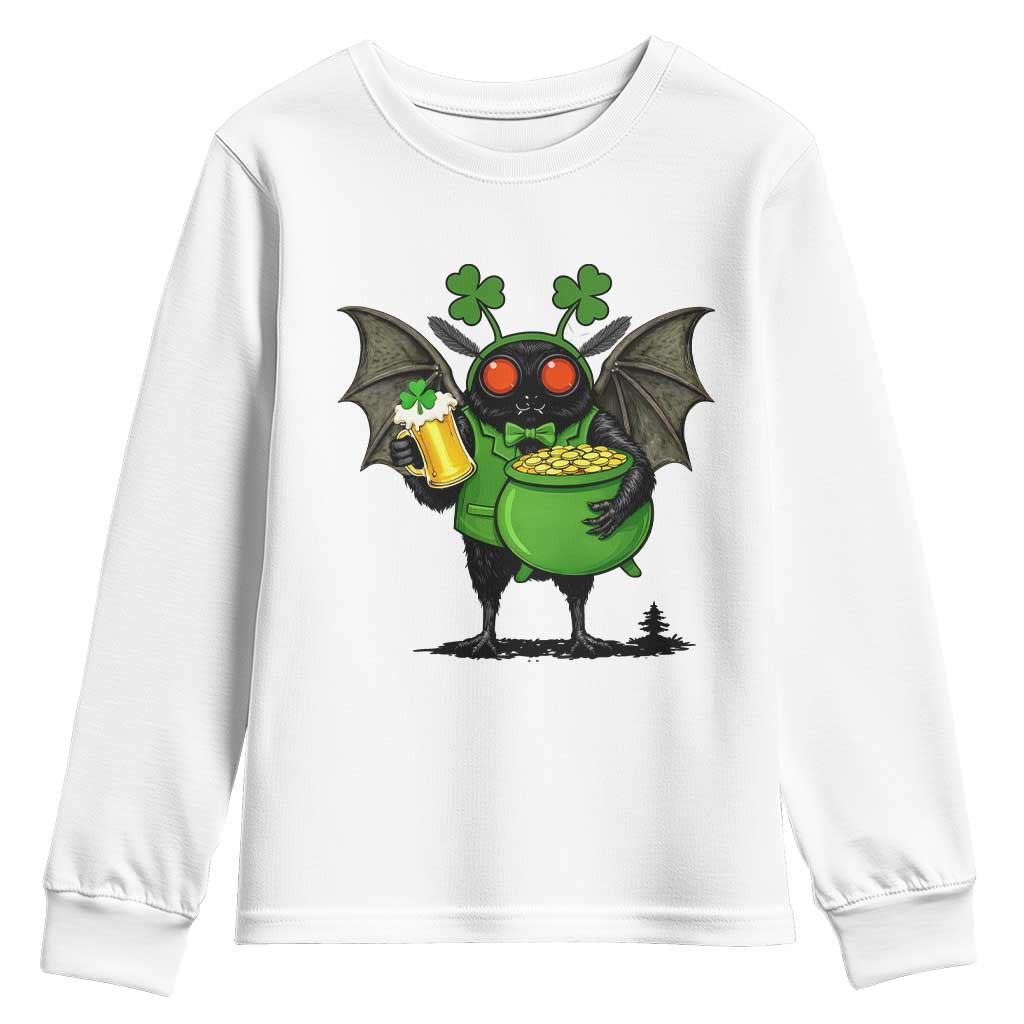 Funny Mothman Youth Sweatshirt St Patricks Day Cryptid Gift