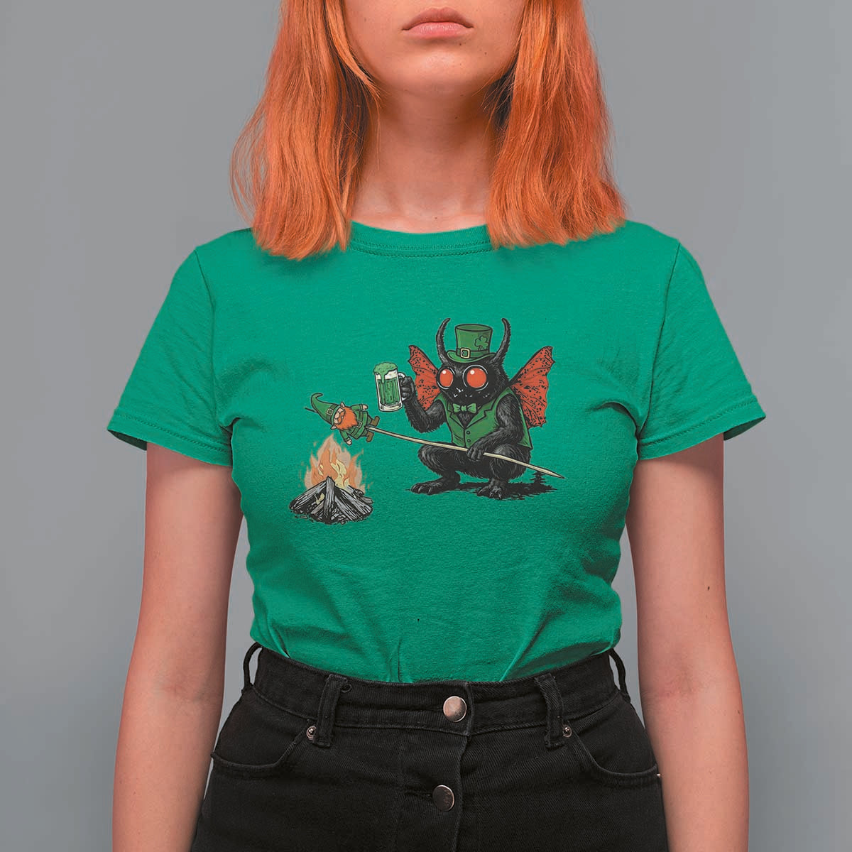 Funny Cryptid Mothman T Shirt For Women St Patricks Day Gift