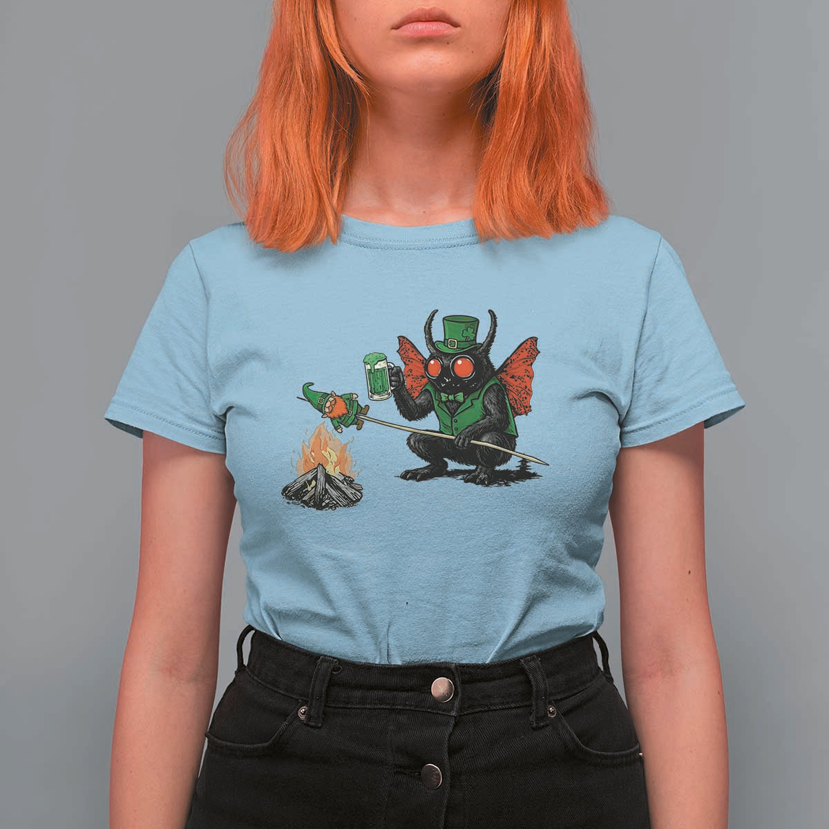 Funny Cryptid Mothman T Shirt For Women St Patricks Day Gift