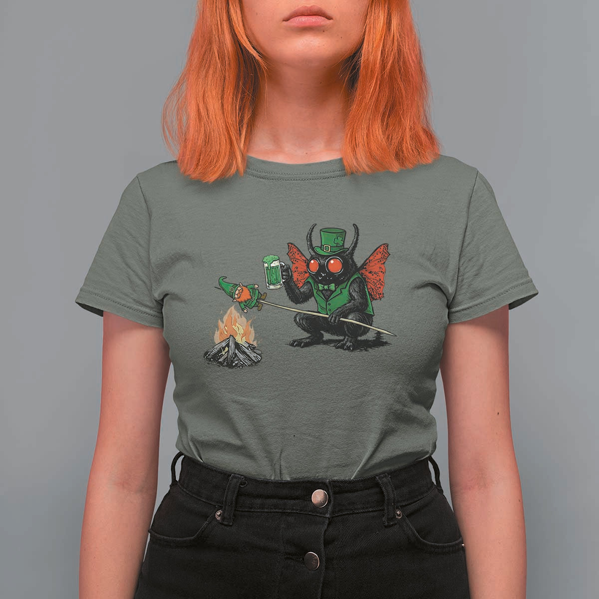 Funny Cryptid Mothman T Shirt For Women St Patricks Day Gift