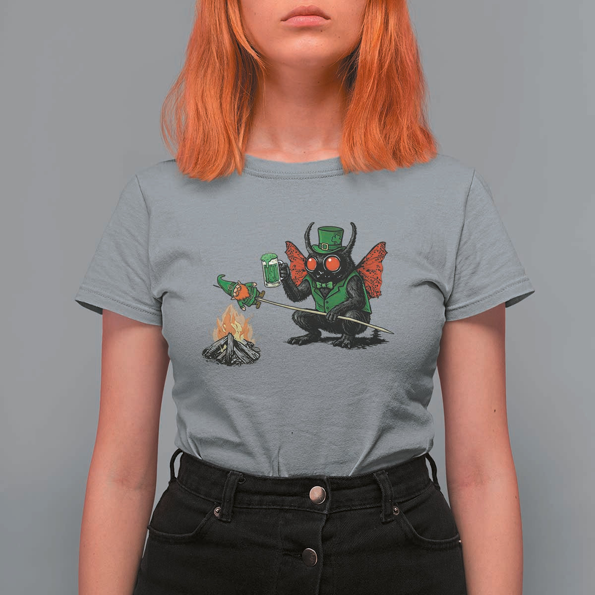 Funny Cryptid Mothman T Shirt For Women St Patricks Day Gift