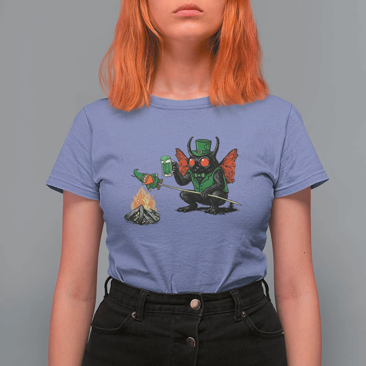Funny Cryptid Mothman T Shirt For Women St Patricks Day Gift