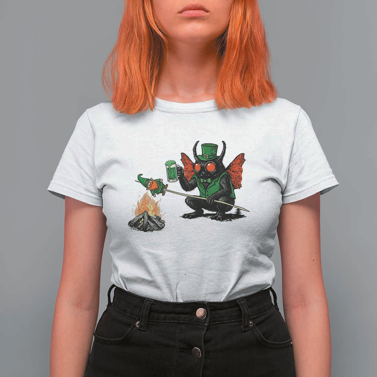 Funny Cryptid Mothman T Shirt For Women St Patricks Day Gift