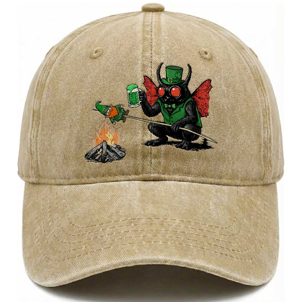 Funny Cryptid Mothman Washed Cotton Baseball Cap St Patricks Day Gift