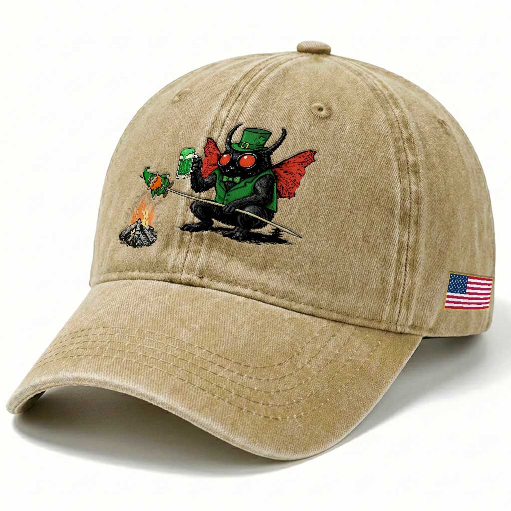 Funny Cryptid Mothman Washed Cotton Baseball Cap St Patricks Day Gift