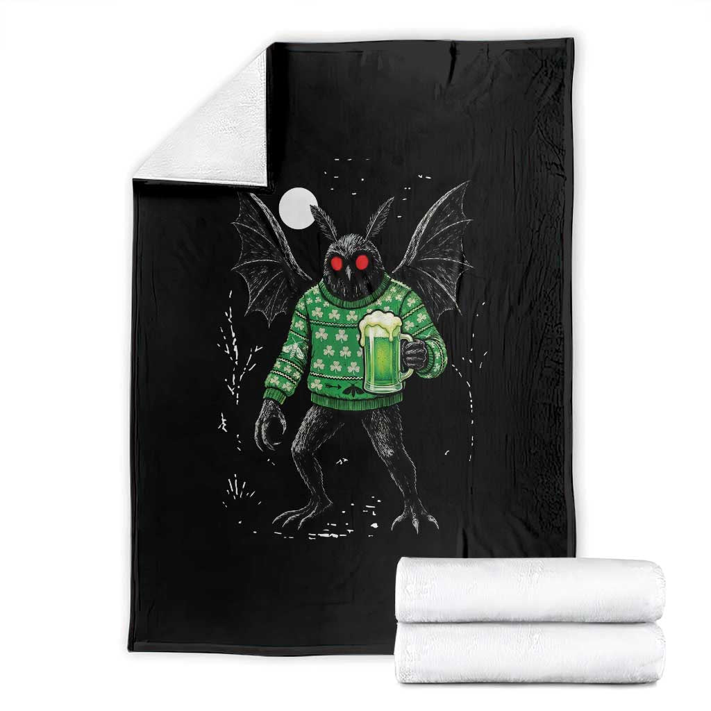 Funny Mothman St Patricks Day Throw Blanket Gift For Cryptid Lovers
