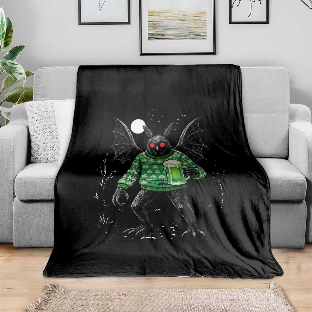 Funny Mothman St Patricks Day Throw Blanket Gift For Cryptid Lovers