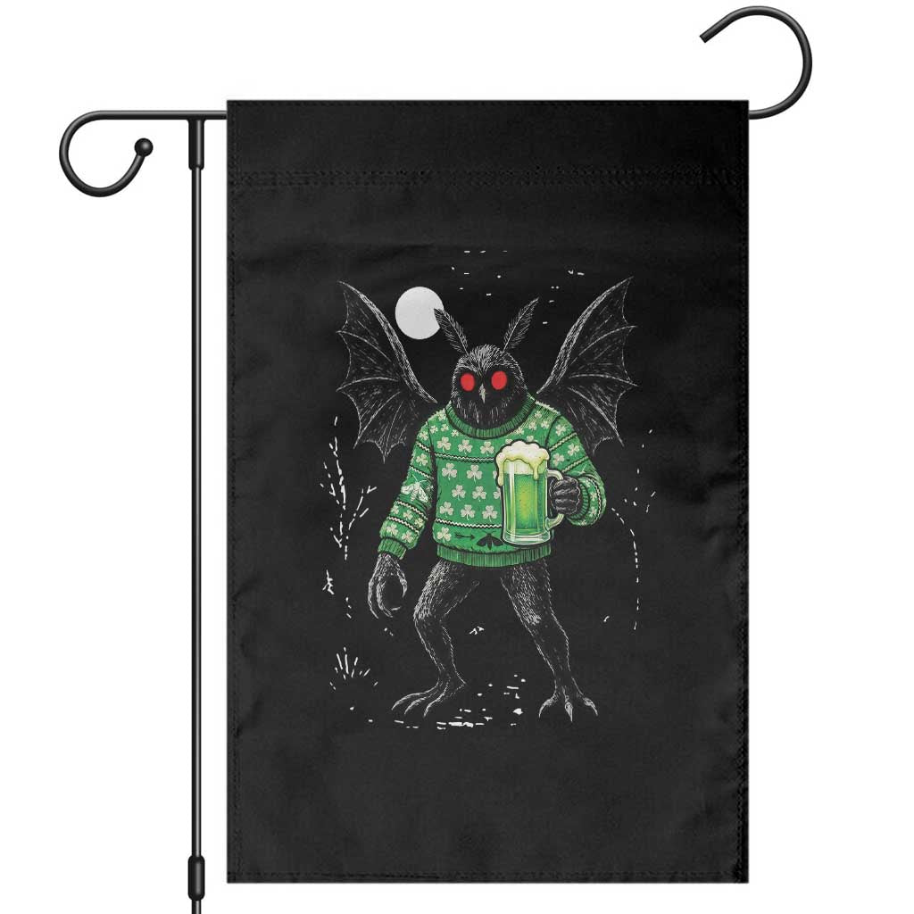 Funny Mothman St Patricks Day Garden Flag Gift For Cryptid Lovers