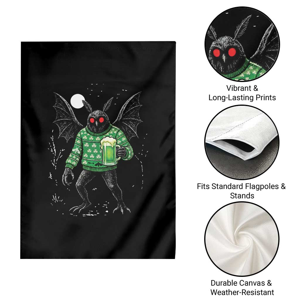 Funny Mothman St Patricks Day Garden Flag Gift For Cryptid Lovers