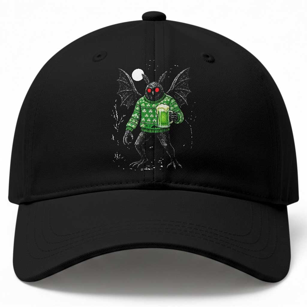 Funny Mothman St Patricks Day Baseball Cap Gift For Cryptid Lovers