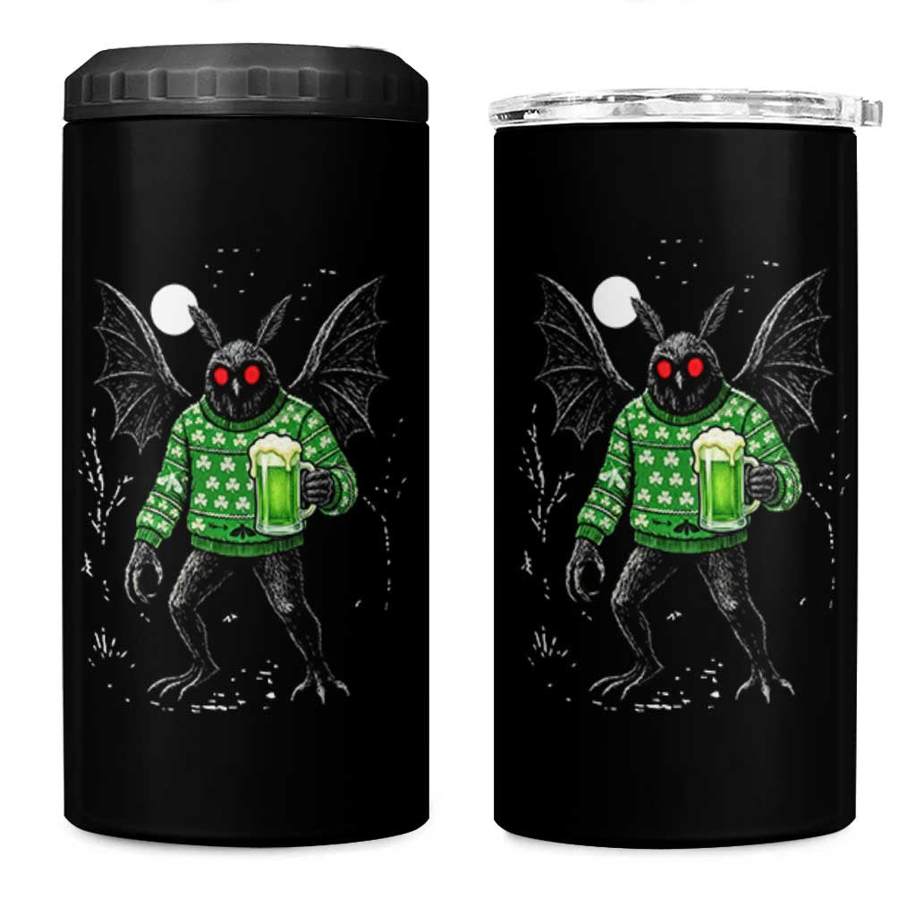Funny Mothman St Patricks Day 4 in 1 Can Cooler Tumbler Gift For Cryptid Lovers