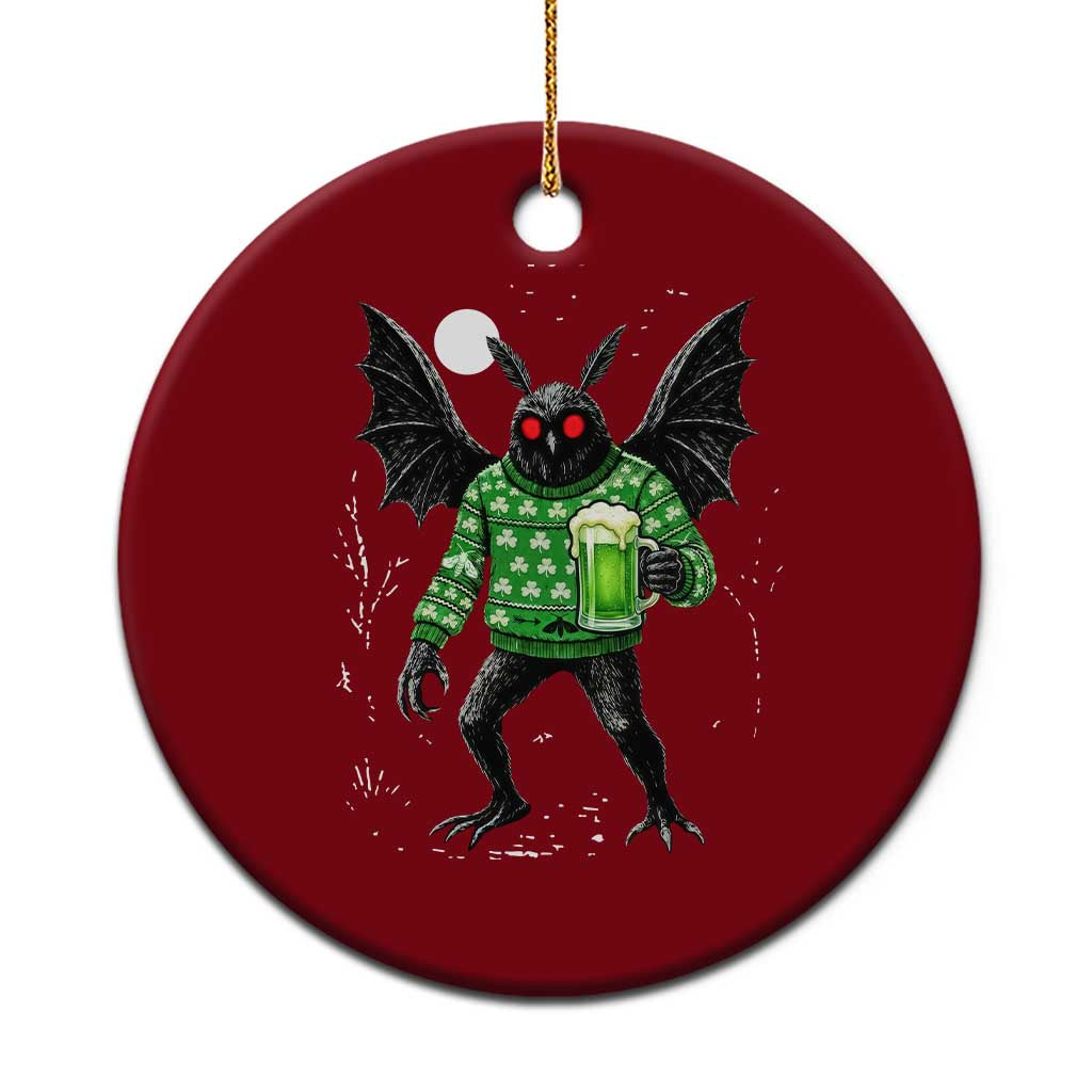 Funny Mothman St Patricks Day Ceramic Ornament Gift For Cryptid Lovers