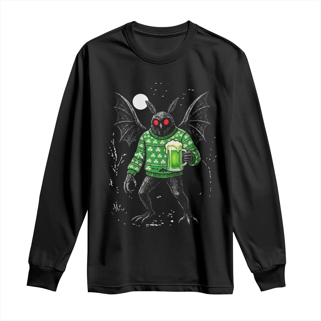 Funny Mothman St Patricks Day Long Sleeve Shirt Gift For Cryptid Lovers