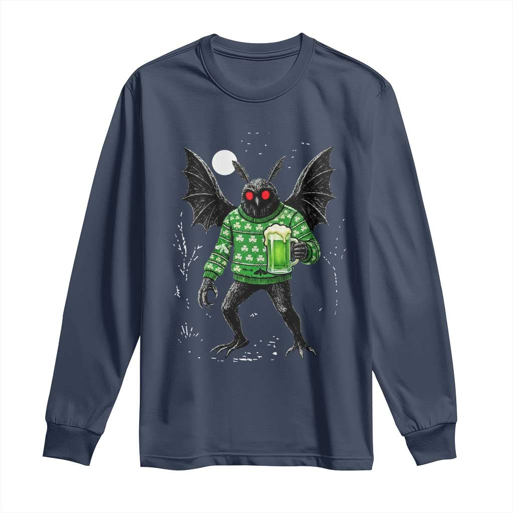 Funny Mothman St Patricks Day Long Sleeve Shirt Gift For Cryptid Lovers
