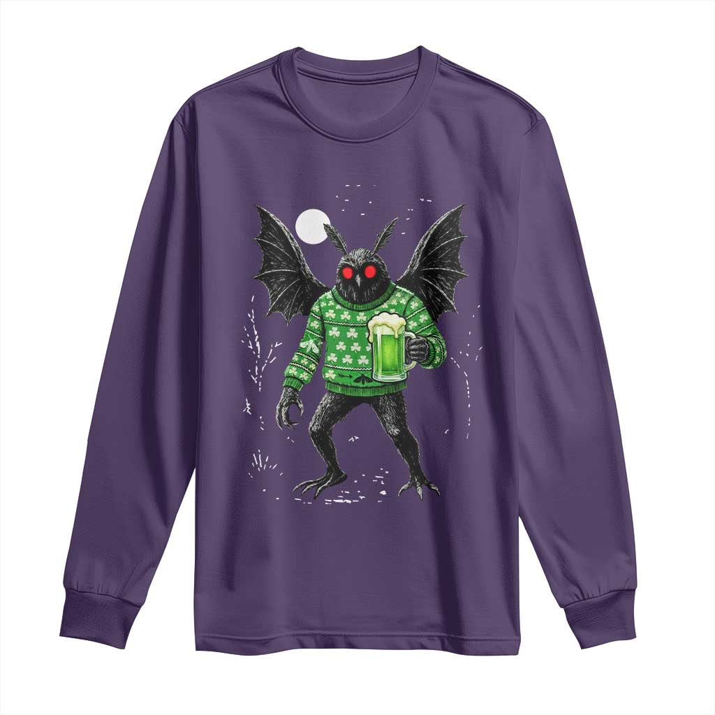 Funny Mothman St Patricks Day Long Sleeve Shirt Gift For Cryptid Lovers