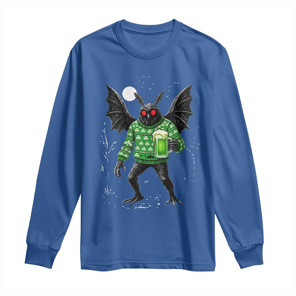 Funny Mothman St Patricks Day Long Sleeve Shirt Gift For Cryptid Lovers