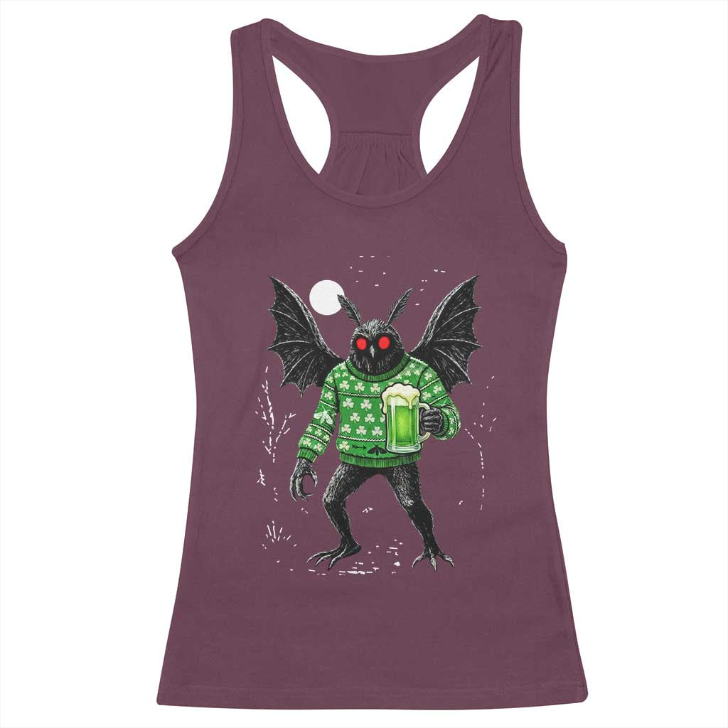 Funny Mothman St Patricks Day Racerback Tank Top Gift For Cryptid Lovers