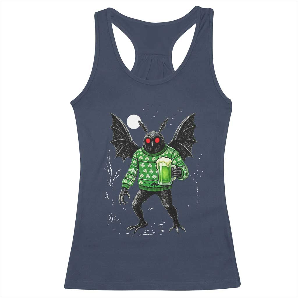 Funny Mothman St Patricks Day Racerback Tank Top Gift For Cryptid Lovers