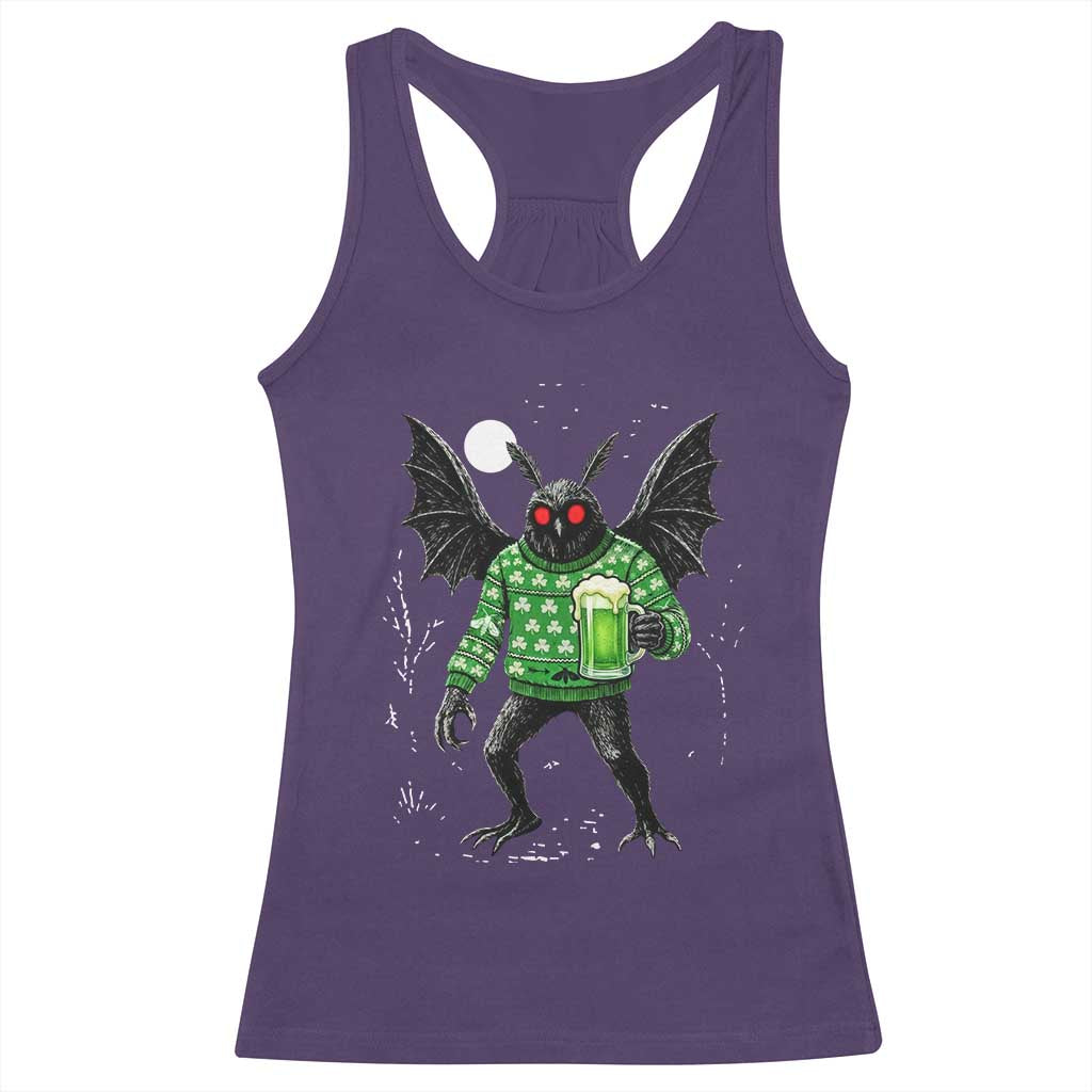 Funny Mothman St Patricks Day Racerback Tank Top Gift For Cryptid Lovers