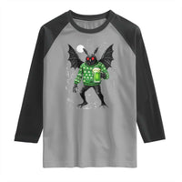 Funny Mothman St Patricks Day Raglan Shirt Gift For Cryptid Lovers