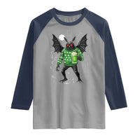 Funny Mothman St Patricks Day Raglan Shirt Gift For Cryptid Lovers
