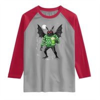 Funny Mothman St Patricks Day Raglan Shirt Gift For Cryptid Lovers