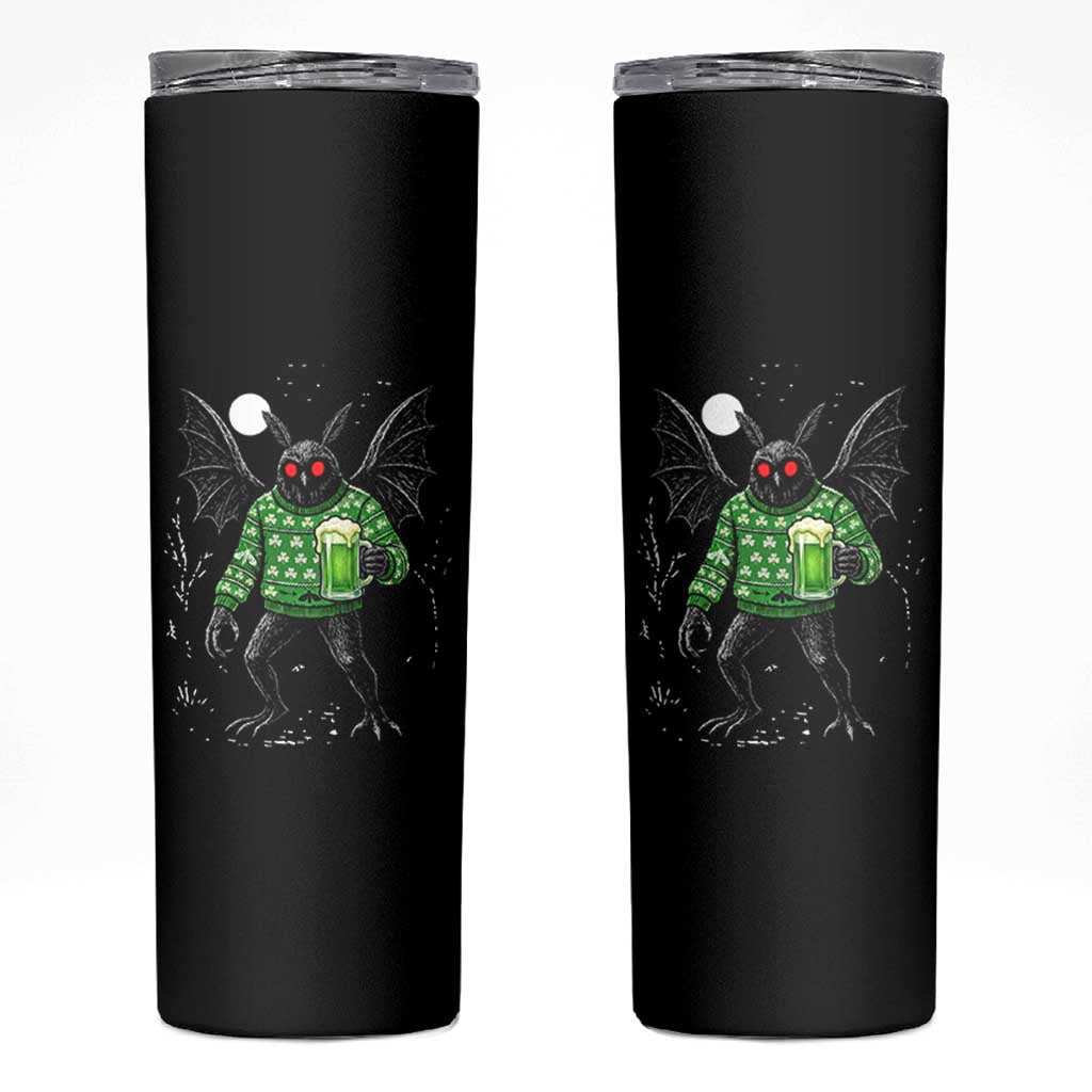 Funny Mothman St Patricks Day Skinny Tumbler Gift For Cryptid Lovers