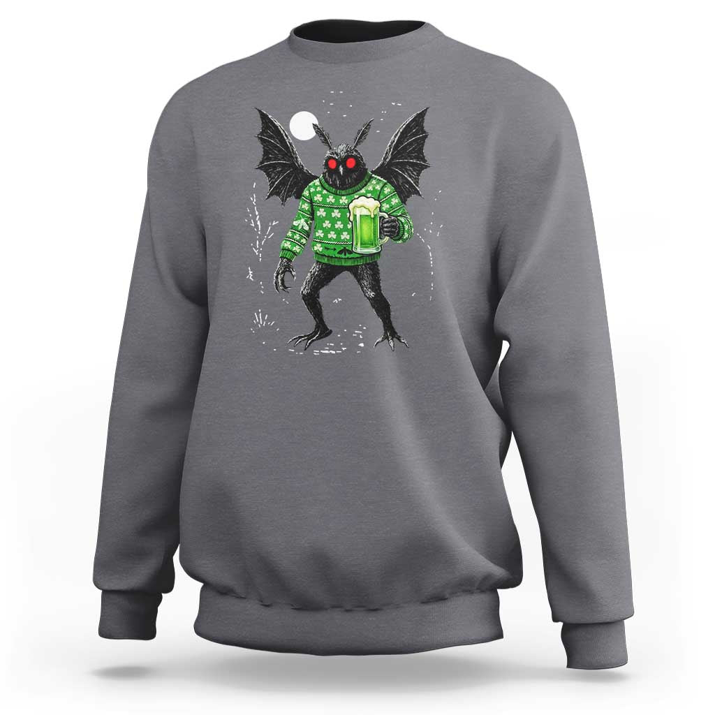 Funny Mothman St Patricks Day Sweatshirt Gift For Cryptid Lovers