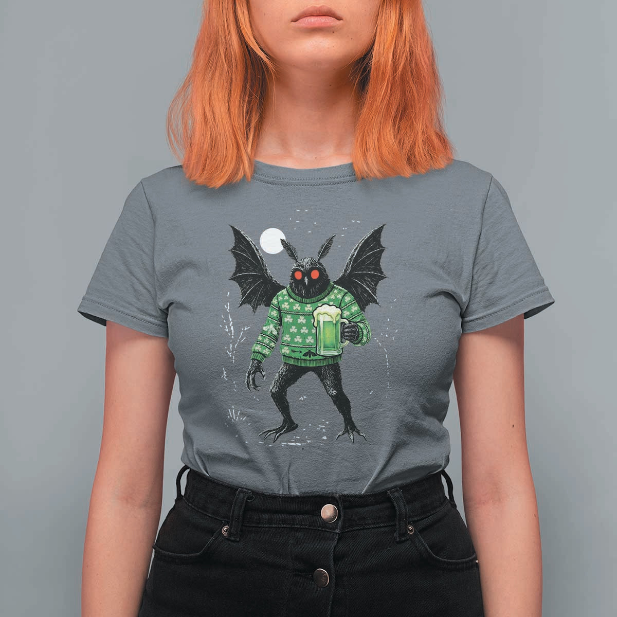 Funny Mothman St Patricks Day T Shirt For Women Gift For Cryptid Lovers