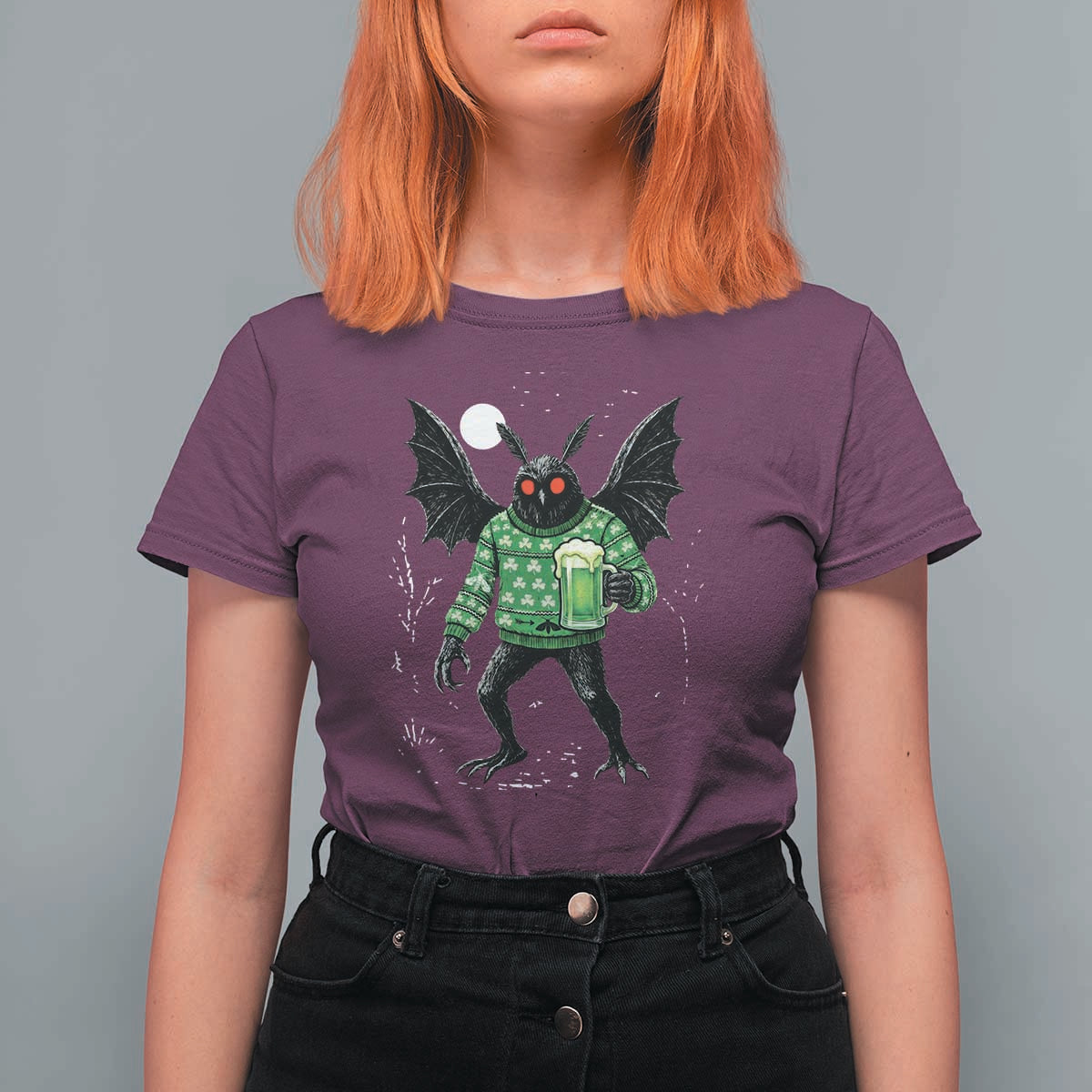 Funny Mothman St Patricks Day T Shirt For Women Gift For Cryptid Lovers