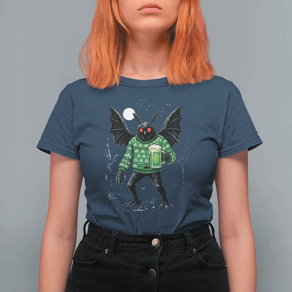 Funny Mothman St Patricks Day T Shirt For Women Gift For Cryptid Lovers