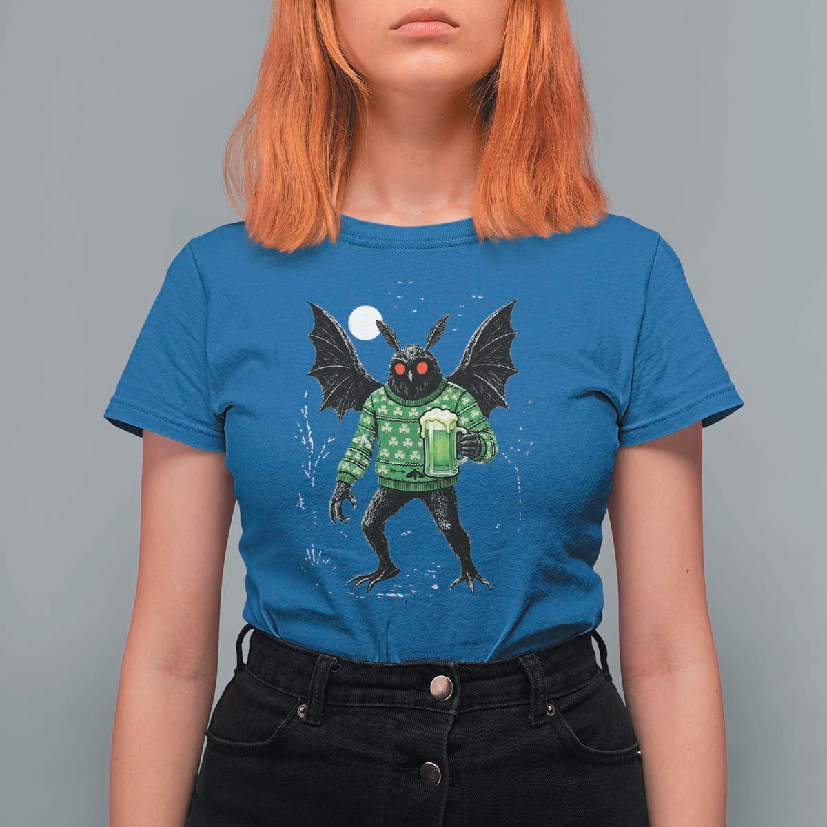 Funny Mothman St Patricks Day T Shirt For Women Gift For Cryptid Lovers
