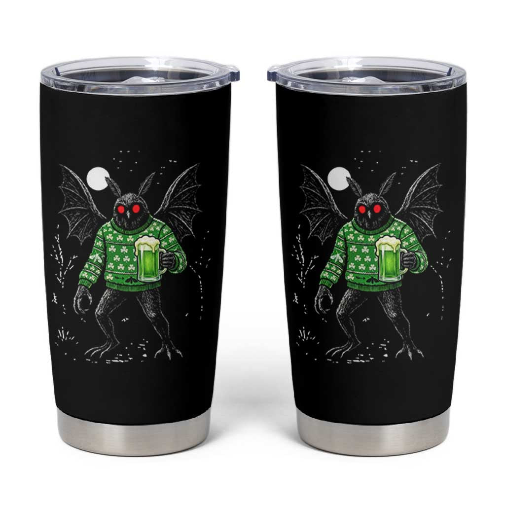 Funny Mothman St Patricks Day Tumbler Cup Gift For Cryptid Lovers