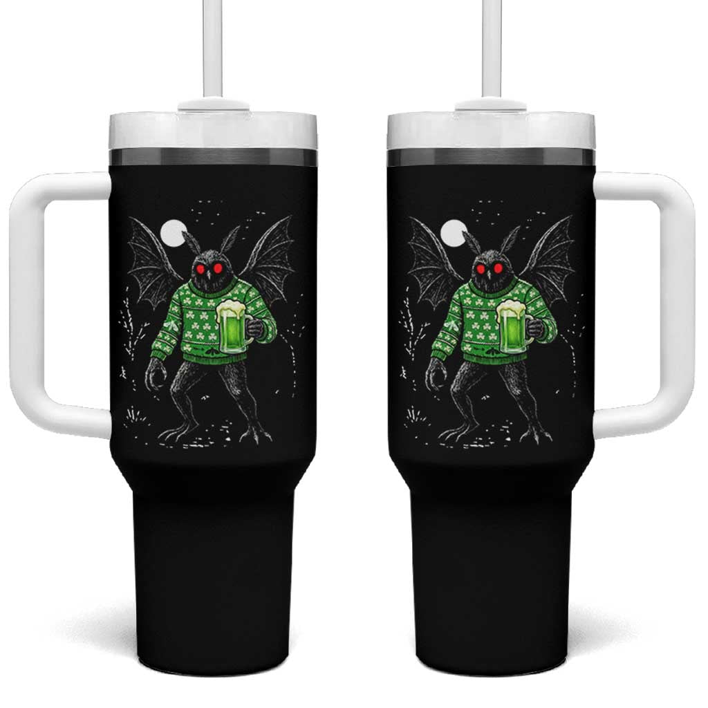 Funny Mothman St Patricks Day Tumbler With Handle Gift For Cryptid Lovers