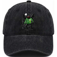 Funny Mothman St Patricks Day Washed Cotton Baseball Cap Gift For Cryptid Lovers