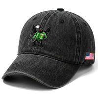 Funny Mothman St Patricks Day Washed Cotton Baseball Cap Gift For Cryptid Lovers