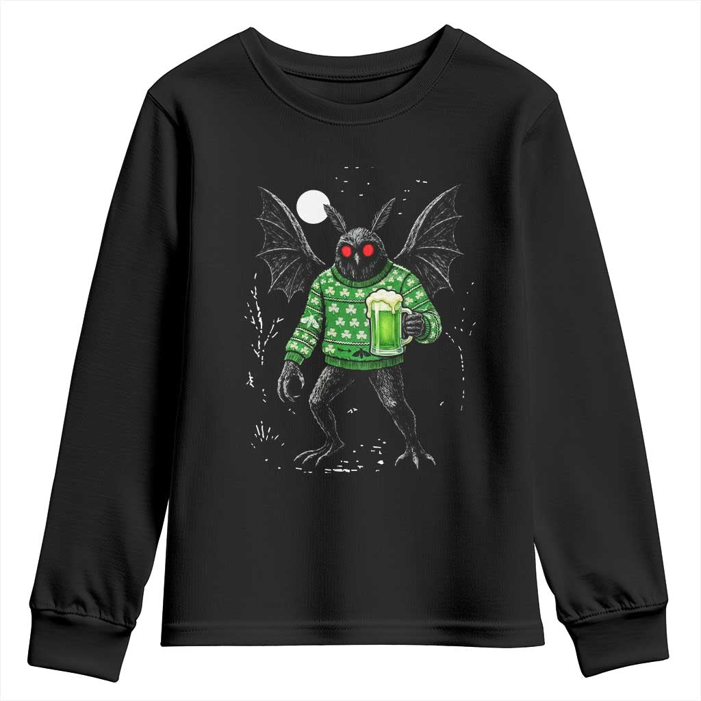 Funny Mothman St Patricks Day Youth Sweatshirt Gift For Cryptid Lovers
