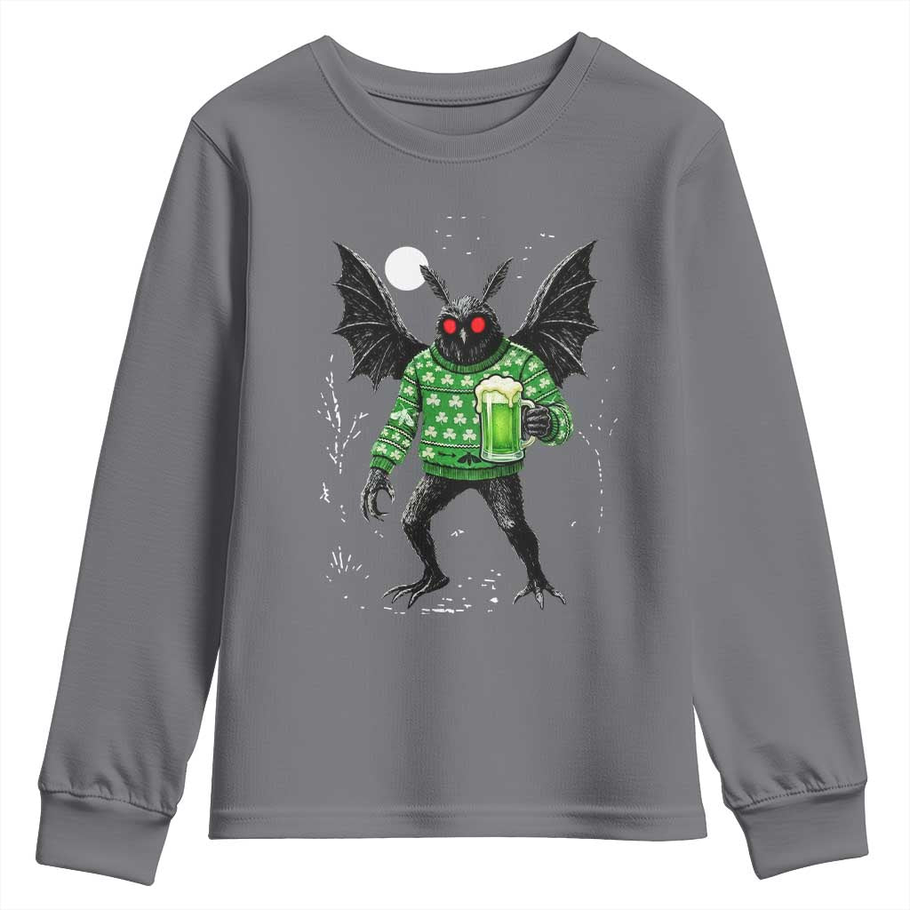 Funny Mothman St Patricks Day Youth Sweatshirt Gift For Cryptid Lovers