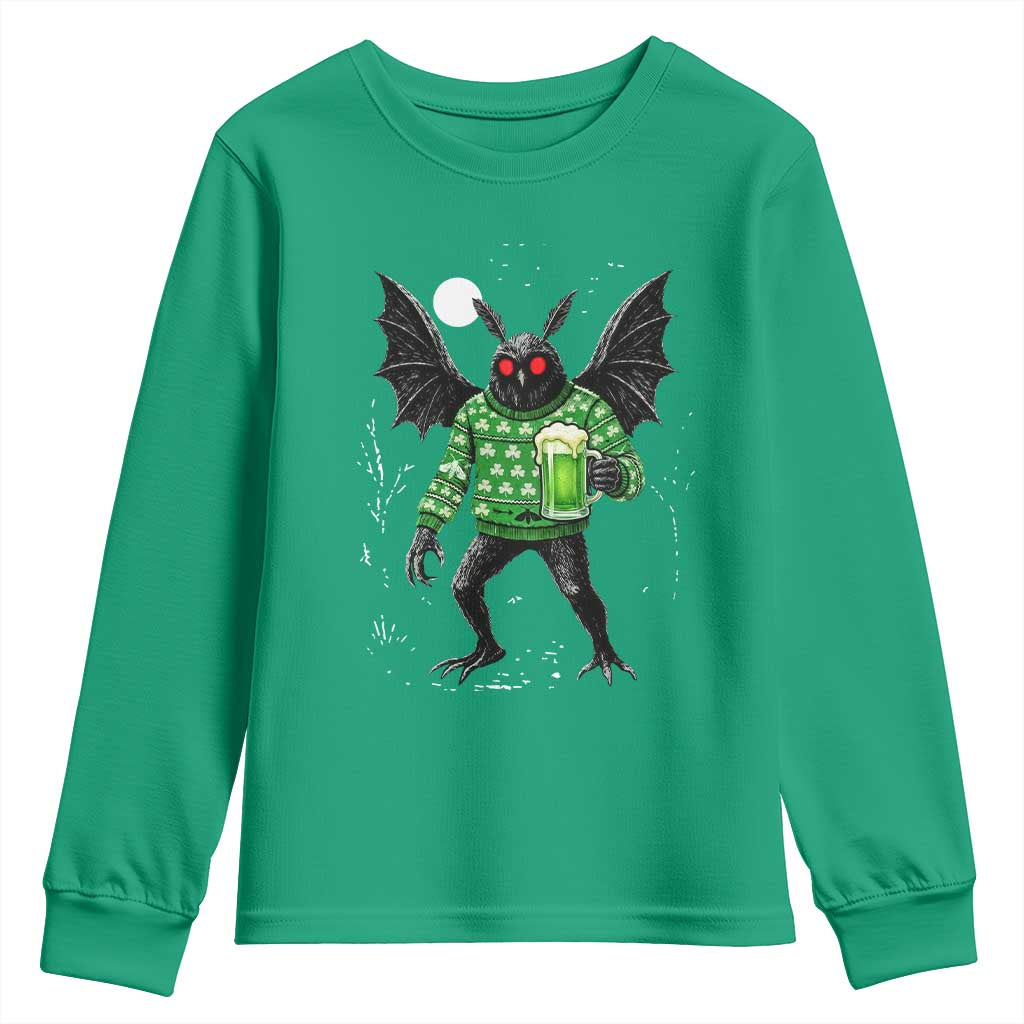 Funny Mothman St Patricks Day Youth Sweatshirt Gift For Cryptid Lovers