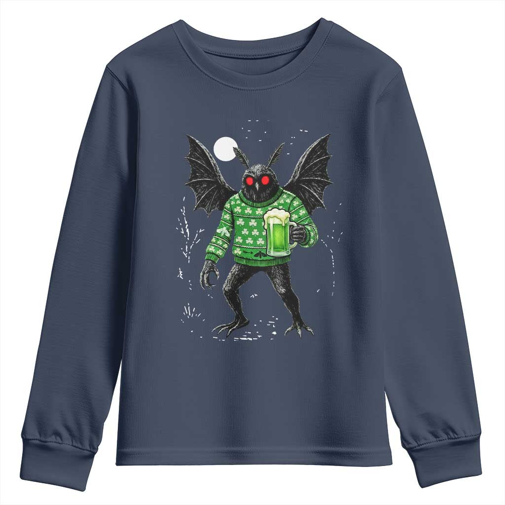 Funny Mothman St Patricks Day Youth Sweatshirt Gift For Cryptid Lovers
