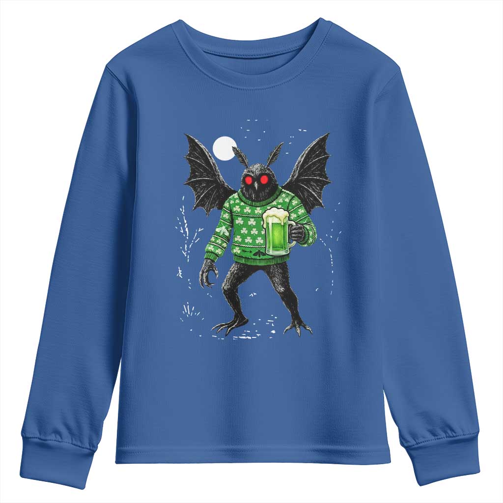 Funny Mothman St Patricks Day Youth Sweatshirt Gift For Cryptid Lovers